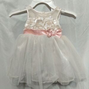 Cherokee infant girl s 12 mos  Easter Dress tulle overlay pink bow